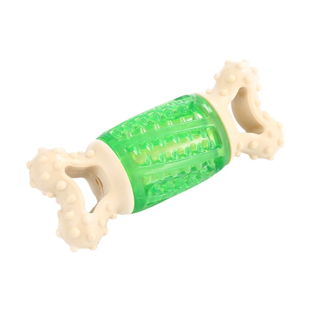 EeaseMX 1 pieza de juguete para perro con forma de hueso y diseño de cara de perro pequeño, con sonido de dibujos animados, chirriante, para morder (verde)