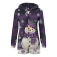 thumbnail image 5 of Cavosen Christmas Plus Size Jumpsuit Fleece Zip Up Long Sleeve Cute Hooded Loungewear with Ears Snowman Thicken Onesie Warm Unisex Winter Sleepwear, 5 of 7