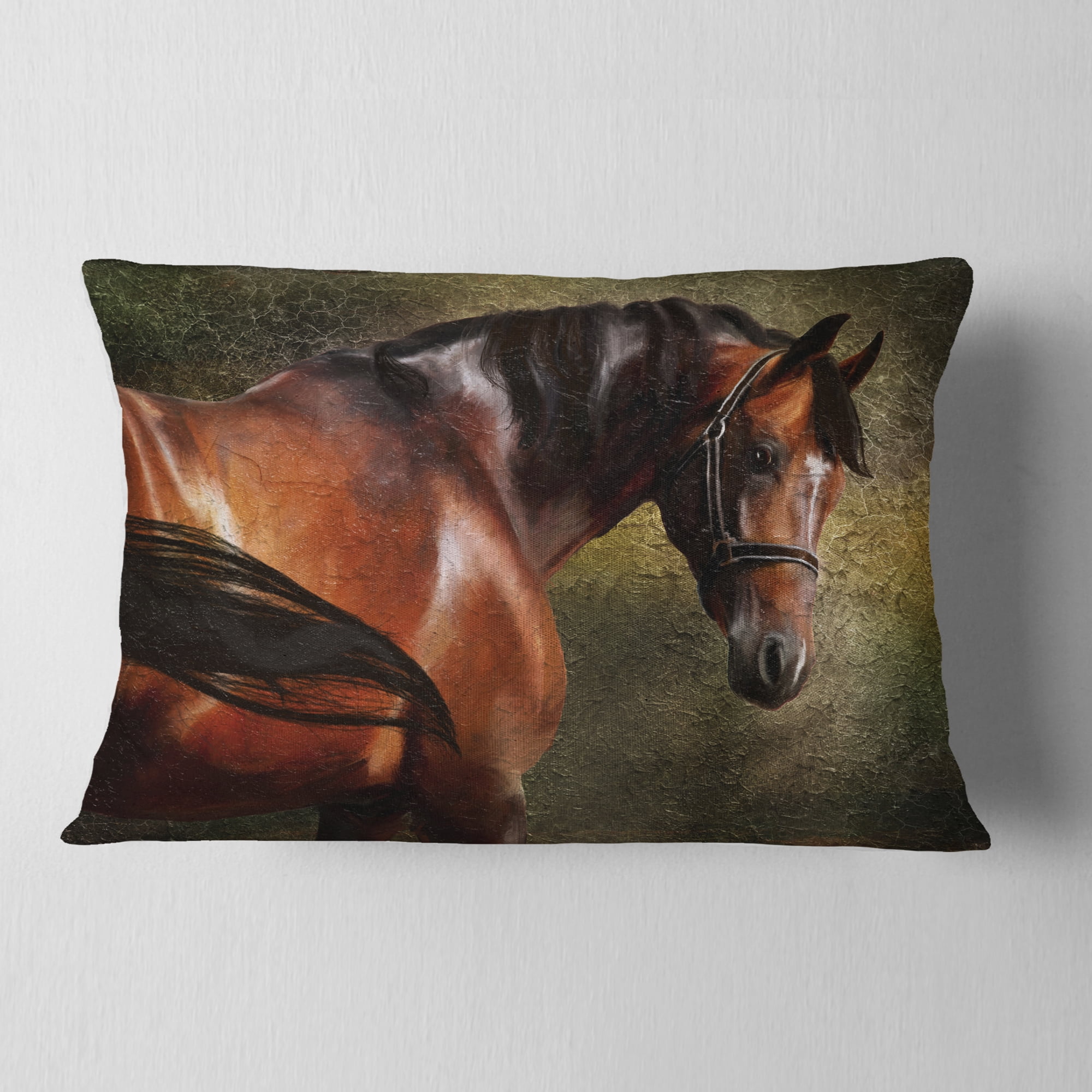 Designart The Thoroughbred - Animal Throw Pillow - 12x20