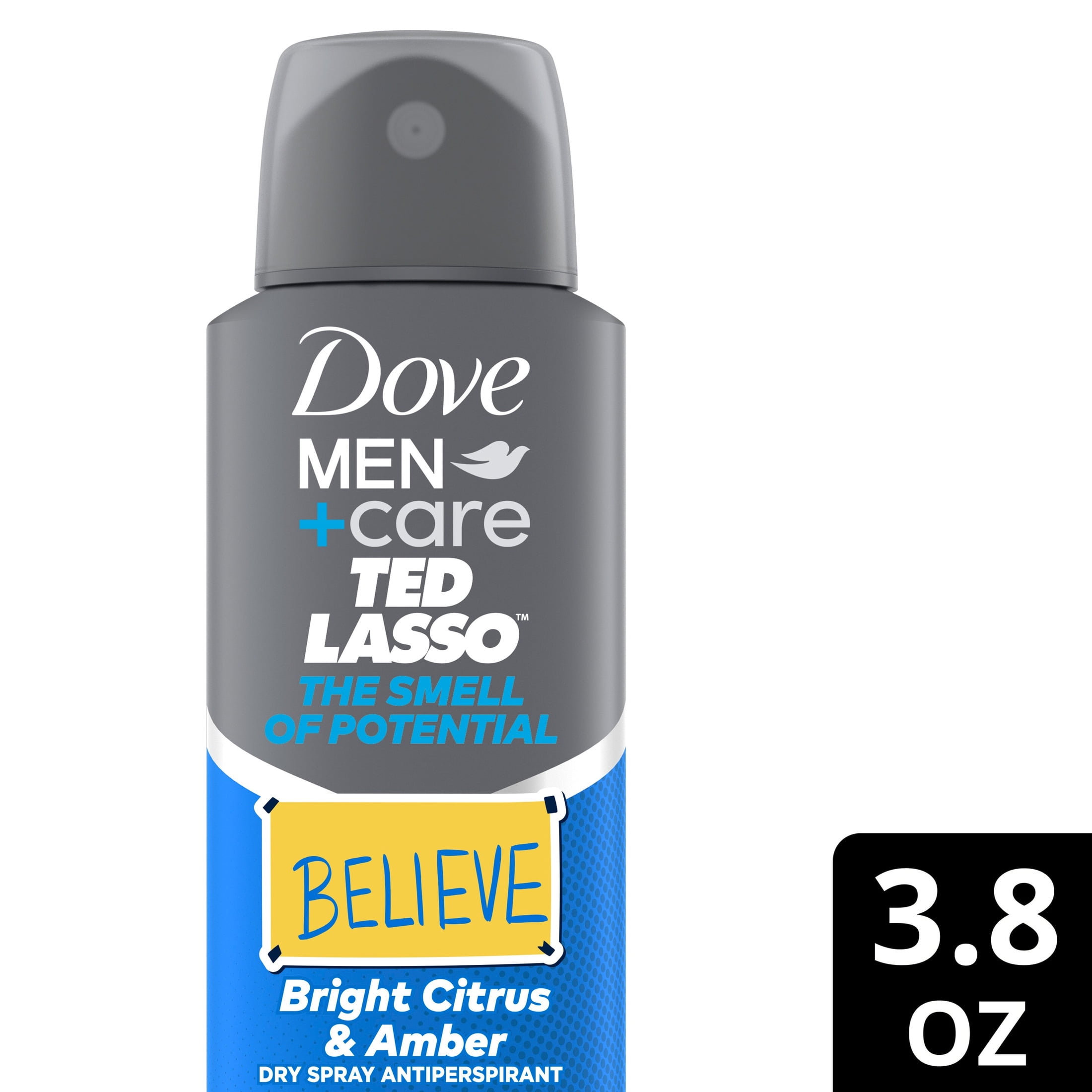 Dove Men+Care Ted Lasso Limited Edition Dry Spray Antiperspirant For 72H Protection I Believe In Believe Neutralizes Odor And Sweat, 3.8 oz