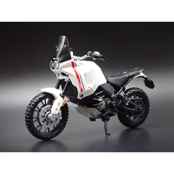 Open Box DUCATI DESERTX BIKE MOTORCYCLE WHITE 1/18 SCALE DIORAMA DIECAST MODEL BIKE