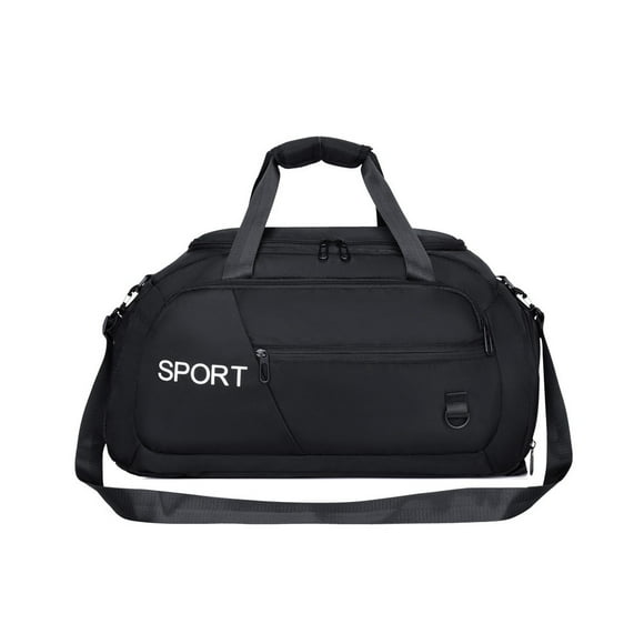 Thinson Sac de Sport Unisexe Sac de Sport de Voyage Compartiments Étanche Couleur Unie Sac à Dos Organisateur Noir