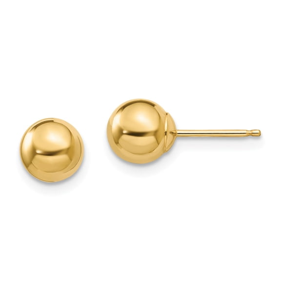 14K Yellow Gold Ball Stud Earrings Polished Jewelry