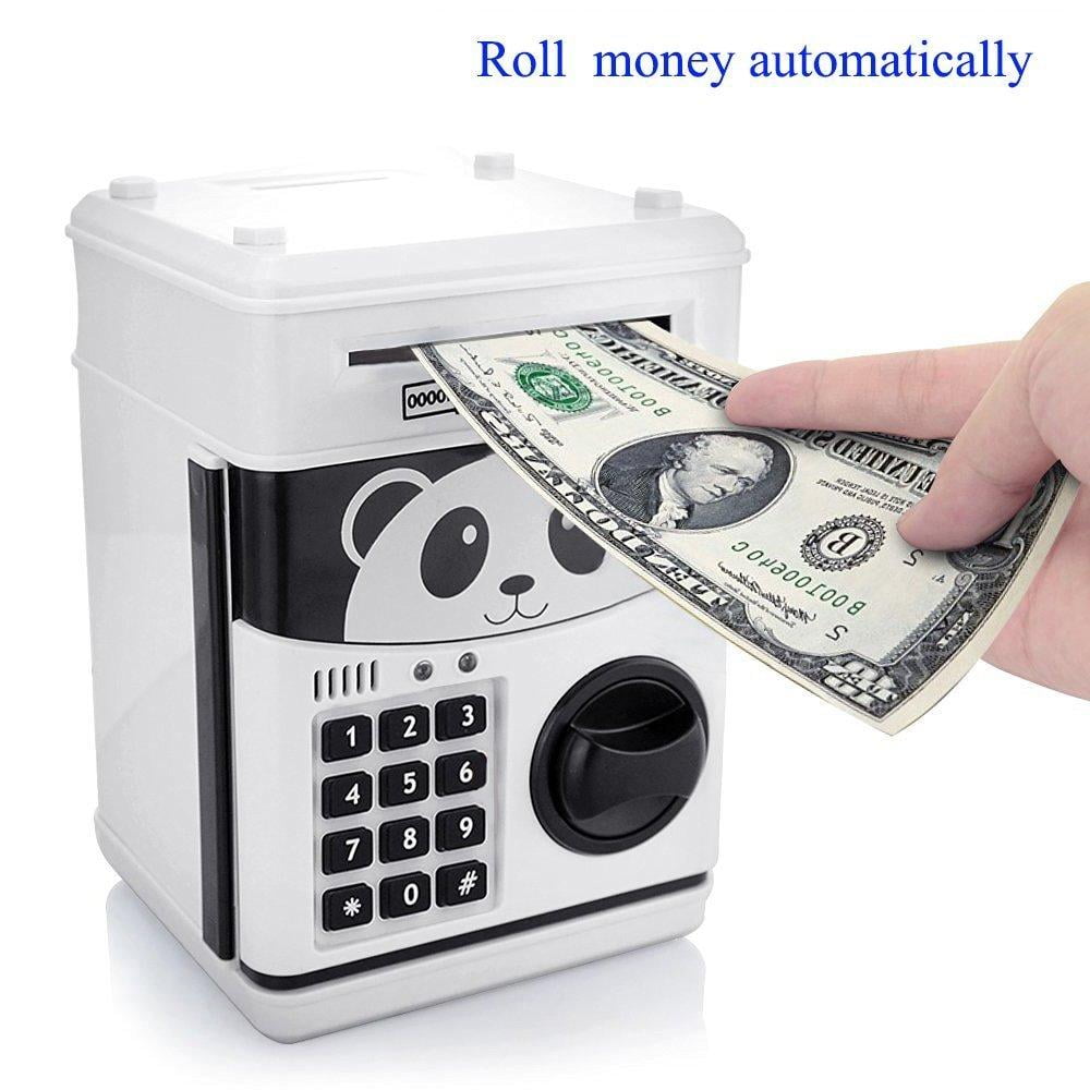 Barelove White Cartoon Piggy Bank Cash Coin Can Password Electronic Money Bank Safe Saving Box ATM Bank Safe Locks Panda Smart Voice Prompt Money Piggy Box