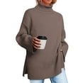 thumbnail image 4 of Bnwani Turtleneck Sweater Women Long Sleeve Solid Color Ribbed Sweater Tunic Knit Coffee Sweaters for Women Trendy Size XL(US:10), 4 of 6