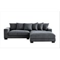thumbnail image 3 of 102.4'' Oversized L Shaped Sectional Sofa with Chaise, 4 Seater Luxury Corduroy Fabric Cloud Couch, Soft Furry Deep Seat  Sofa with Pillows & Wide Arm, Right Facing, Dark Grey, 3 of 7