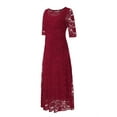 thumbnail image 5 of Summer Dresses for Women 2025 Neckline Cocktail Party Floral Lace Flowy Plus Size Dress Wine Beach Long Outfits XXXXXL, 5 of 9