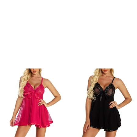 Wijhcboe 2 Pack Sexy Rhinestone Body Stockings for Women Plus Size Lingerie Lace Sexy Bustier Lingerie for Women Bow Nightwear Sleepwear Pajamas Push up Lingerie for Women Sexy plus Size Nightwear p