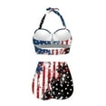 thumbnail image 4 of Suhoaziia American Flag Women Bathing Suits Tankini Comfortable Breathable Tops with Cups Size S,V-Neck Crisscross Lace Up High Waist Bikini Swimming Suits, 4 of 6