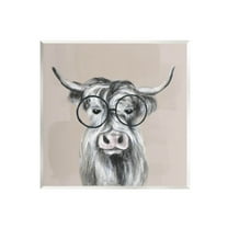 Stupell Industries Longhorn Cattle Glasses Portrait Graphic Art Unframed Art Print Wall Art, Design by Tava Studios