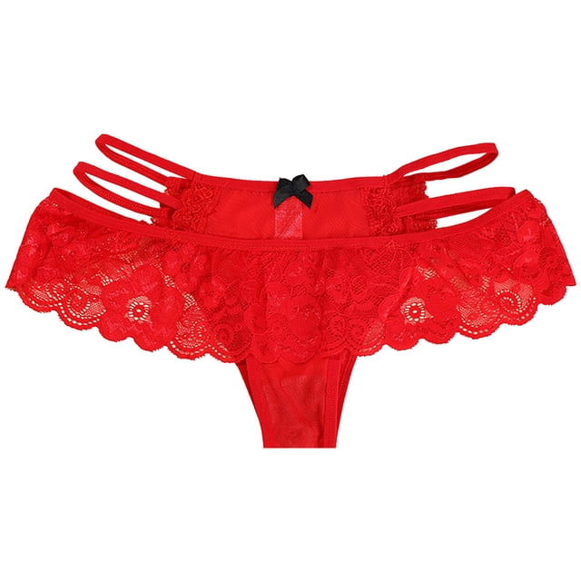 Ketyyh-chn99 Culottes pour Femmes 2024 Culottes pour Dames Culottes Strings Femmes Maille Respirante Taille Basse String Triangle en Dentelle pour Femmes Rouge,m