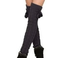 thumbnail image 4 of Xfvqtps Womens Thigh High Socks Lengthened Knee Length Wool Pompom Solid Color Elastic Warm Winter Stockings Dark Gray, 4 of 6