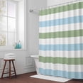 thumbnail image 5 of Sage Green Blue Fabric Shower Curtain Stripe Washable Shower Curtains for Bathroom, Waterproof Bath Curtain with Hooks Home Decor 72x84in, 5 of 8