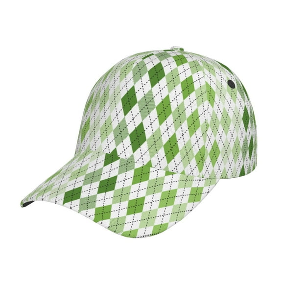 Fotbe Light green argyle Pattern Baseball Cap, Adjustable Snapback Hats, Outdoor Baseball Hat for Men and Women Cotton Soft
