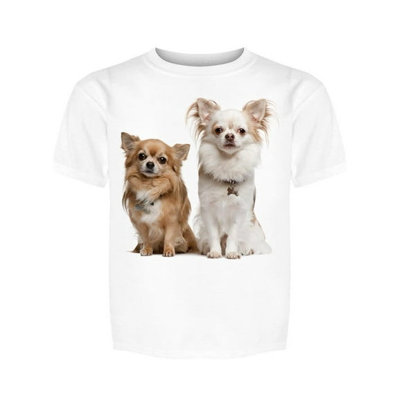 Two Cute Chihuahuas Sitting Tee Girl's -Image by Shutterstock