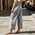 thumbnail image 7 of Htrmlpk Women Plus Size Wide-Leg Pants Elastic Waist Summer Athletic Workout Trousers Drawstring Full Length Active Pants with Pocket, 7 of 7