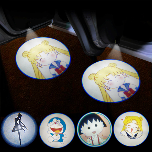 Luz de bienvenida para puerta de automóvil, luz de puerta inalámbrica con proyección de automóvil, luz de piso decorativa con modificación sin cables y láser de inducción LED