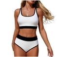 thumbnail image 2 of Traje de baño de 2 piezas para mujer, trajes de baño para mujer, traje de baño de dos piezas de cintura alta con mangas abullonadas para mujer, bikinis negros, conjuntos de bikini de dos piezas con ab, 2 of 7