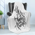 thumbnail image 4 of Best Friend Soft Flannel Fleece Throw Blanket, Life is Better with Friends Typography in a Monochrome Design, Cozy Plush for Indoor and Outdoor Use, 70" x 90", Charcoal Grey and White, by Ambesonne, 4 of 5