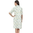 thumbnail image 3 of Bimba Blue Floral Printed Short Sleeve Sleepshirt Women Nightwear With Pockets - 4, 3 of 5
