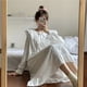 thumbnail image 3 of Pijama de manga larga para mujer, cuello de muñeca sobre la rodilla, corte de hada, estilo coreano, ropa de hogar, estilo princesa para mujer, 3 of 6