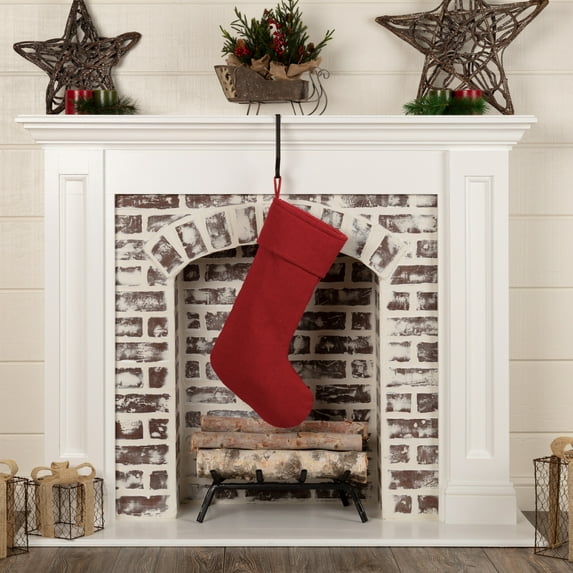 Festive Red Burlap Stocking 11x20