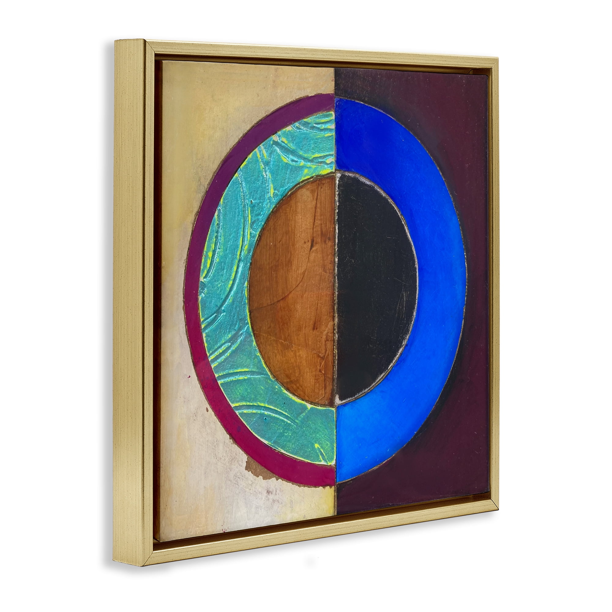 Stupell Industries Nautical Split Circle Gold Framed Floater Canvas Wall Art, design by Matthew Finger