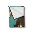 thumbnail image 2 of Airport Soft Flannel Fleece Throw Blanket, Retro Style Image Airfield Plane and Cityscape, Cozy Plush for Indoor and Outdoor Use, 70" x 90", Dark Brown Cadet Blue, by Ambesonne, 2 of 5