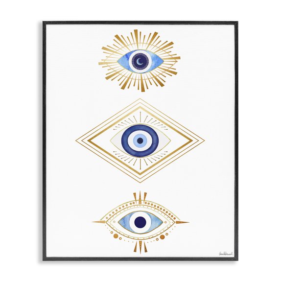 Stupell Industries Bohemian Eye Of Providence Abstract Deco Arrangement Vivid Blue Black Framed Giclee Art, 11 x 14, by Amanda Greenwood