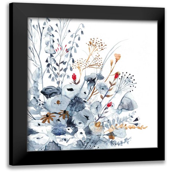 Borges, Victoria 12x12 Black Modern Framed Museum Art Print Titled - Indigo and Ochre II