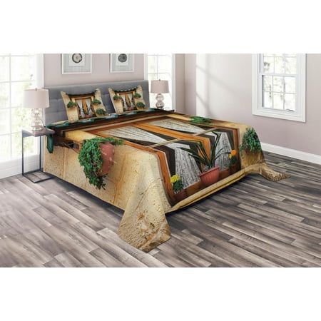 Shutters Coverlet Set Basket Of Flowers Historic Building Window