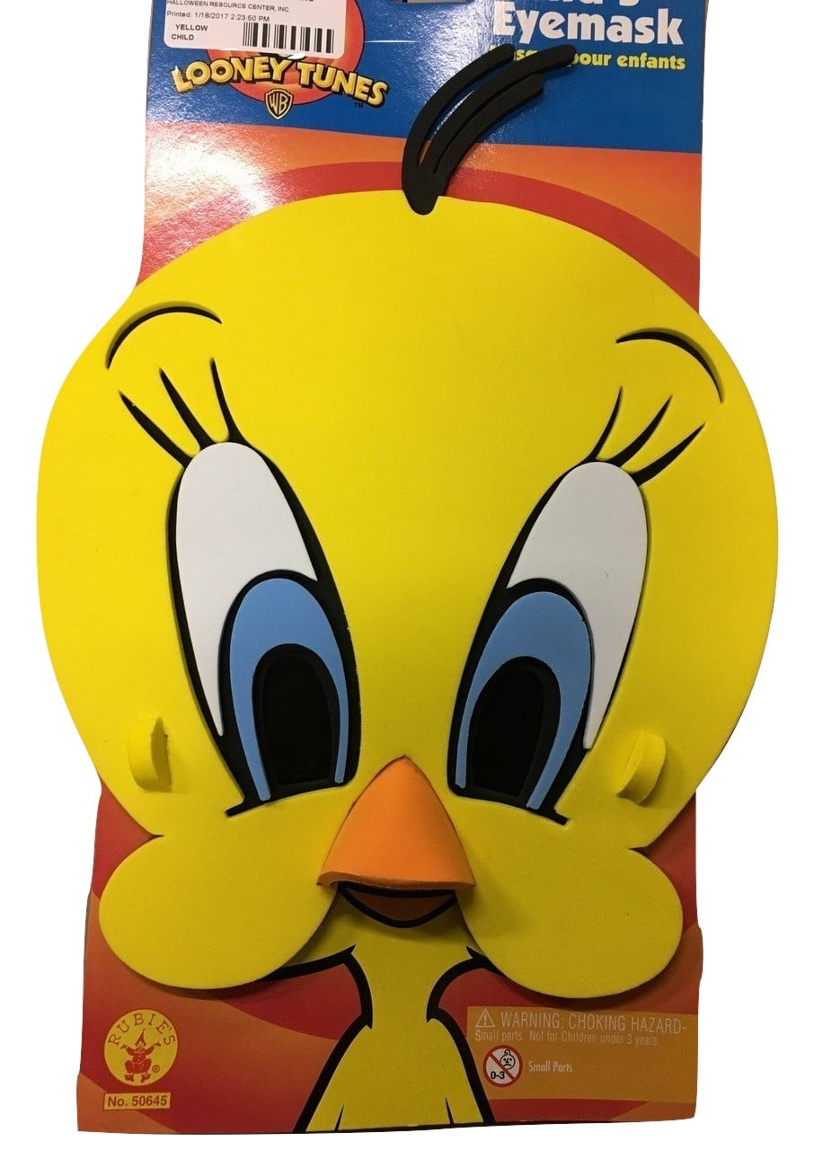 Tweety Bird EVA Foam Face Mask Looney Tunes Yellow Costume Accessory 