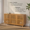 thumbnail image 3 of Plank+Beam Mid Century Modern Solid Wood Sideboard with 3 Doors Covering 6 Shelves, 59" TV Stand for Living Room, Pecan, 3 of 13