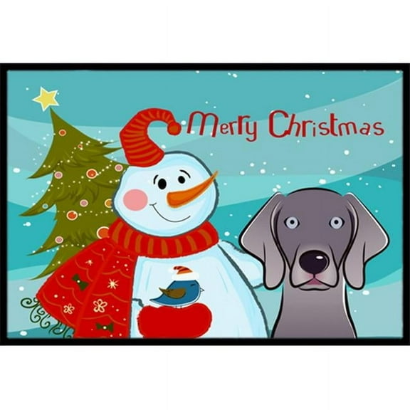Snowman With Weimaraner Indoor & Outdoor Mat, 18 x 27 in.