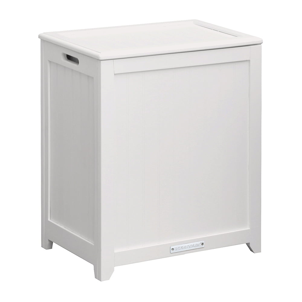 Details about   White Rectangular Veneer Wood Laundry Hamper with Interior Bag 