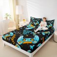 thumbnail image 4 of Manfei Game Repeat Twin Sheet Sets for Teen, Black Cyan Game Console Twin Fitted Sheet, Cartoon Gamepad Gaming Flat Sheet, Lightweight Room Decor, 3-Piece, 4 of 7