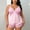 Pink, variant on Women's Lace Satin Pajama Set Camisole Top and Shorts Sleepwear Soft Home Wear Casual Relax Nightwear for Summer Conjunto de Pijama de Satén con Encaje