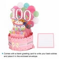 thumbnail image 3 of Tarjeta de Cumpleaños 100 de Uxcell Tarjeta de Cumpleaños Pop-Out con Tarjeta de Felicitación y Sobre para Regalo de Mujeres y Niñas Rosa, 3 of 6