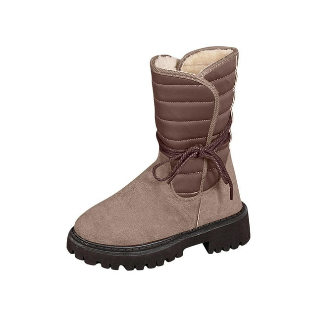 Gray Snow Boots For Women With Plush Interior And Flat Sole Ideal For Warmth And Comfort In Winter