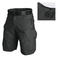 thumbnail image 5 of Zimjoy Black Cargo Shorts for Men Waterproof Velcro Tabs Knee-Length Shorts Training Elastic Back Waist Multi Pocket Ripstop Work Shorts, Black 2XL, 5 of 9