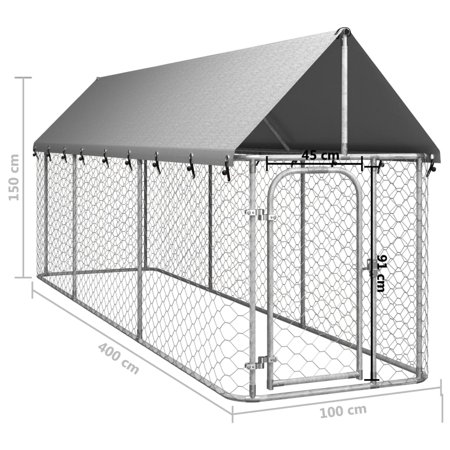 vidaXL 屋外用犬小屋 屋根付き 400x200x150cm動物 ペット用品 ペット用品 犬用品 犬小屋・ドッグラン 代引不可