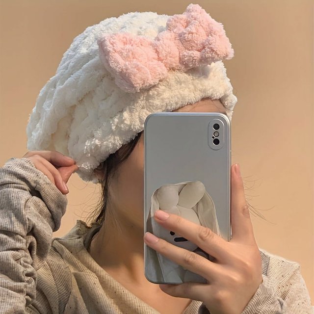 1pc Bow Quick Drying Hair Towel Wrap For Women, Microfiber Absorbent Hair Turban For Wet Hair, Hair Drying Towel Wrap