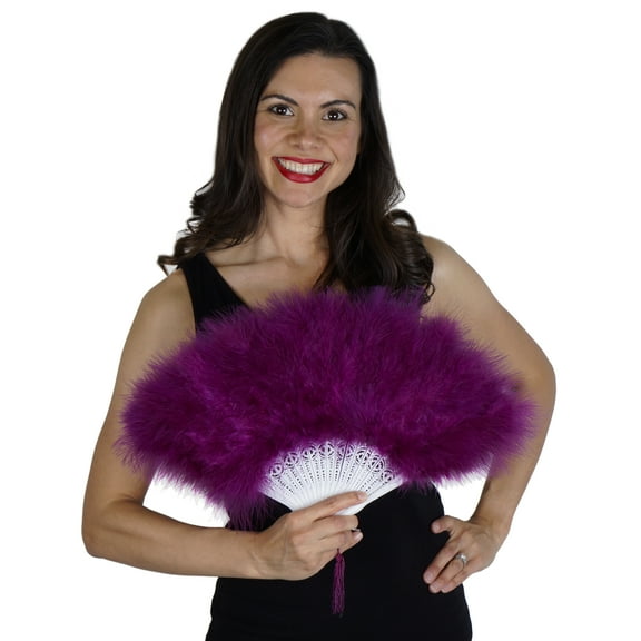 Zucker Marabou Feather Fan - 11 - 20" - Purple