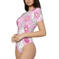 thumbnail image 2 of KLL Women 's Crew Neck Bodysuit Jumpsuits Sunflower Rabbit Print Short onesies Stretch T Shirts, 2 of 7