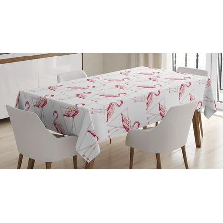 

Flamingo Tablecloth Realistic Drawing Style Animals on Geometrical Backdrop with Pink Triangles Rectangular Table Cover for Dining Room Kitchen 52 X 70 Inches Pink Peach White by Ambesonne