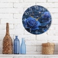 thumbnail image 3 of 10" Artistic Round Wall Decorative Desk Clock Wall Clock Home Decor Blue Rose Pattern, 3 of 6