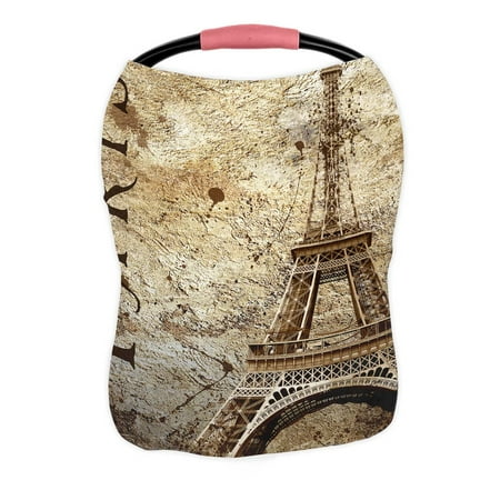 PKQWTM Vintage View Of Paris On The Grunge Nursing Cover Baby Breastfeeding Infant Feeding Cover Baby Car Seat Cover