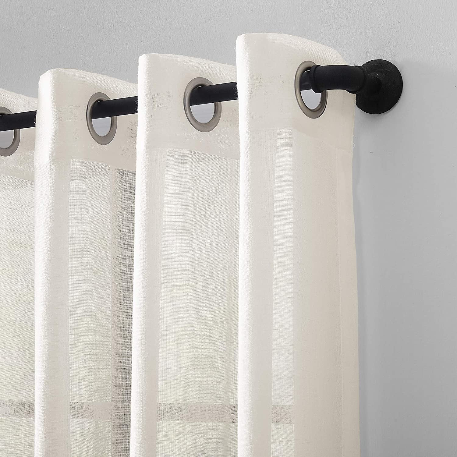 Archaeo Slub Textured Linen Blend Grommet Top Curtain, 52"x84", Ivory