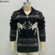 thumbnail image 4 of Suéter cálido de otoño e invierno para hombre, cárdigan de punto con estampado de ciervo, cárdigan de gran tamaño para la calle, prendas de punto informales vintage para Navidad, 4 of 5