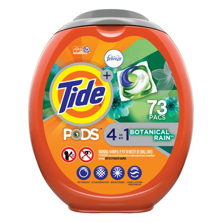 Tide Pods Plus Febreze Botanical Rain, Laundry Detergent Pacs, 73